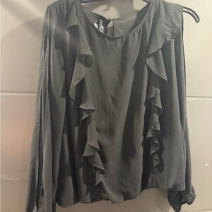 BCX Black Ruffle Blouse
